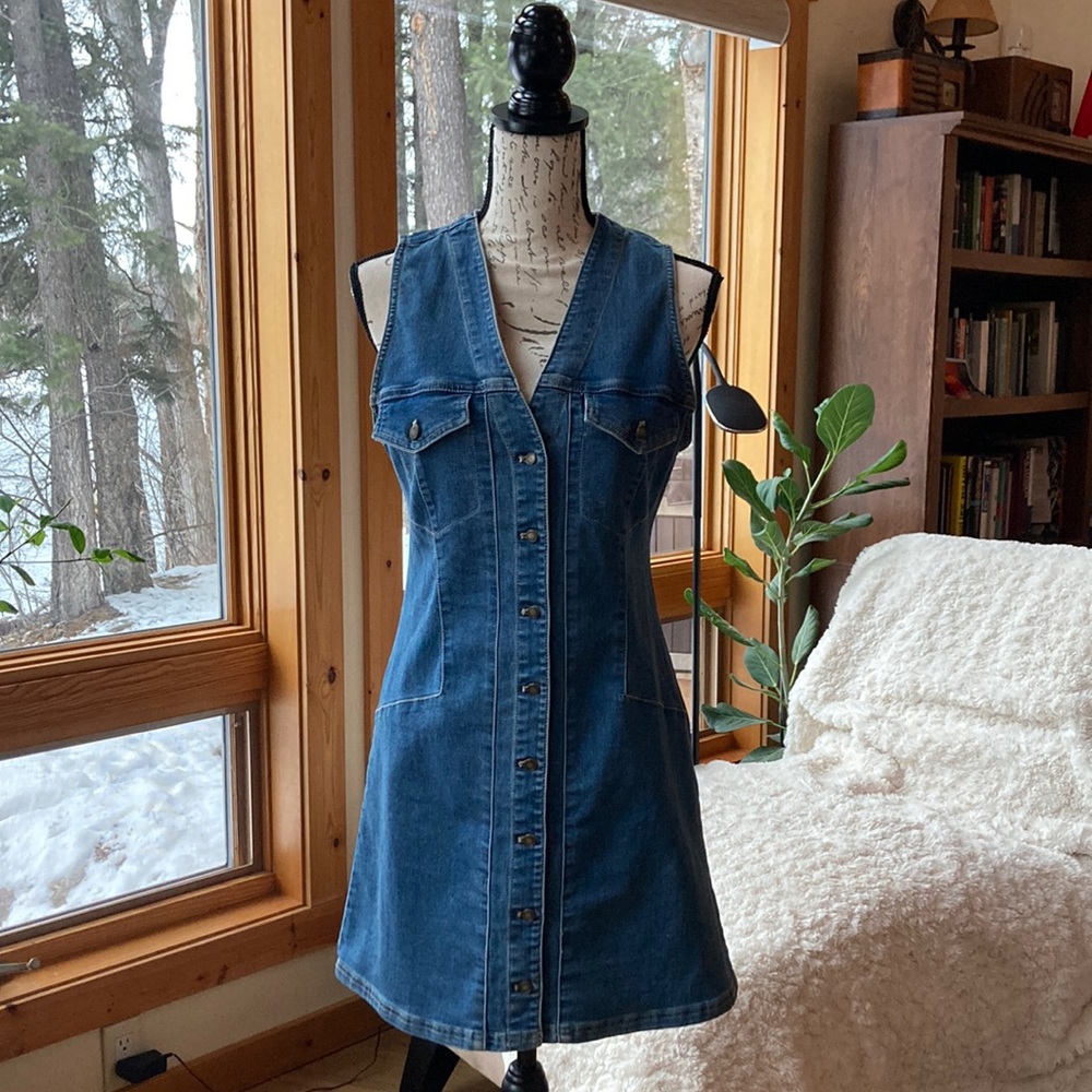 FREE PEOPLE Button Up Denim Dress- size 6